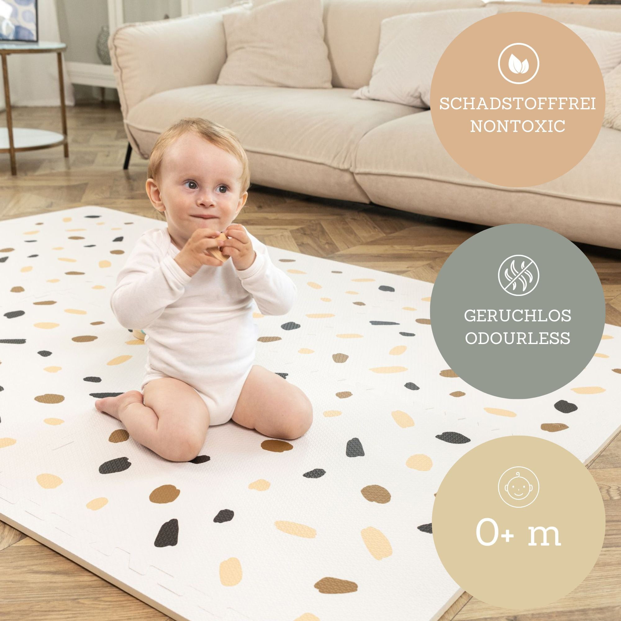 Hakuna Matte: Stylish Baby Play Mat: Confetti & White Design - 72x48', 6 XXL Foam Floor Tiles, Thick Puzzle Mat For Crawling, Tummy Time, Playpen