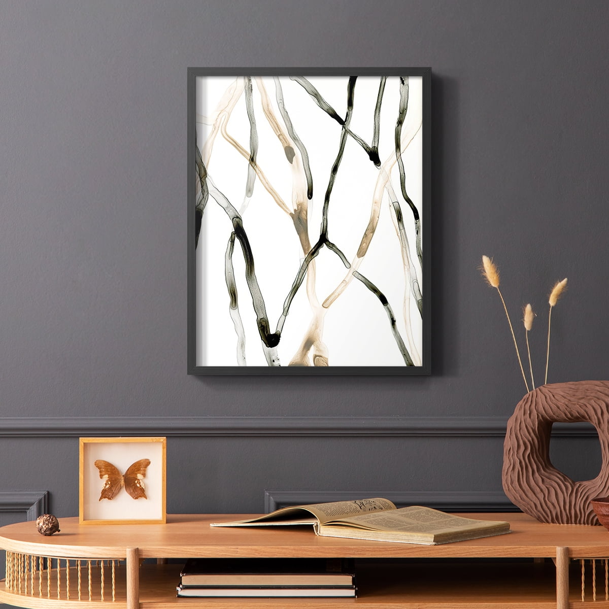 Runnel XII Framed Print in Black Solid Wood Framed Print No Nail Hanging