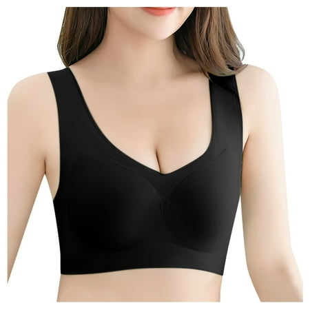 

Follure Women s Invisible Seamless Scoop Neck T-Shirt Bra Wireless Strappy Bralette Sports Bras