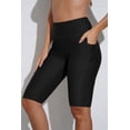 thumbnail image 4 of Chase Secret Womens Swim Shorts High Waisted Board Shorts Long Swim Bottoms Knee Length Beach Pants with Pocket Black, 4 of 9