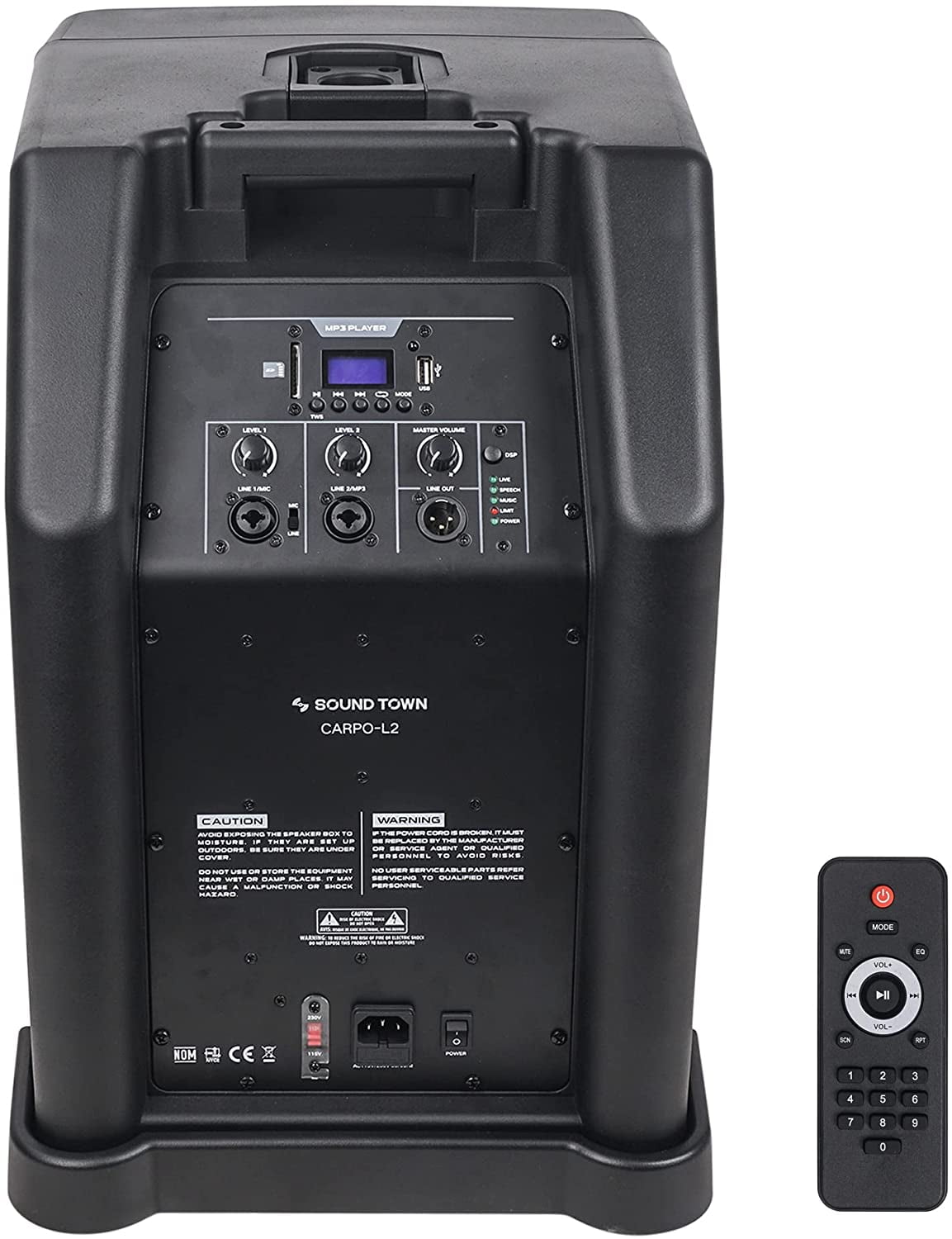 Sound Town Portable Line Array Column PA/DJ System with 12" Powered Subwoofer, TWS Bluetooth, DSP, Carry Bag (CARPO-L2)
