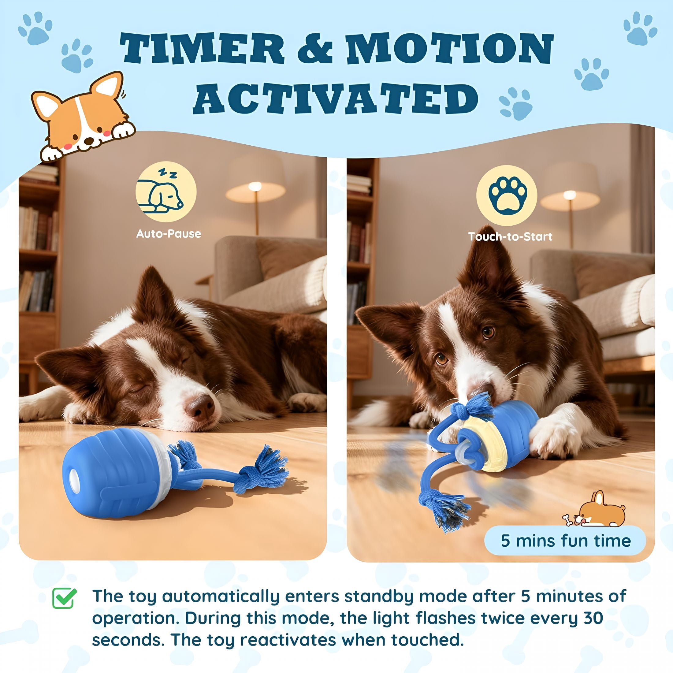 BESTSKY Interactive Dog Toys - Upgraded Motion Activated Balls for Medium/Large Dogs, Automatic Moving Dogs Toy Wicked Ball for Boredom, Interactive Dog Ball to Keep Them Busy(Blue)