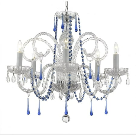 Gallery T22 2300 5 Light 24 Wide Taper Candle Chandelier With Gallery T22 2300 5 Light 24 Wide Taper Candle Chandelier With Sapphire Blue Cry