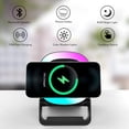 thumbnail image 3 of Samovi 4-in-1 Wireless Charging Bluetooth Speaker with Phone Stand, 15W Fast Charger Stand, RGB Ambient Light, Wireless Bluetooth Speaker for iPhone/Samsung, Gifts for Men Women (Black), 3 of 7