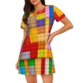 thumbnail image 1 of Disketp Colorful Plastic Blocks Pattern para Camisón Corto de Manga Corta para Mujeres, Camisón Cómodo con Escote Redondo, Bonito y Confortable, 1 of 6