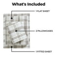 thumbnail image 3 of Superior Plaid Flannel Cotton Sheet Set, Queen, Beige, 3 of 14