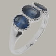 thumbnail image 2 of LBG British Made 10k White Gold Ring with Natural Sapphire Womens Anniversary Ring - 33 size options - Size 4, 2 of 7