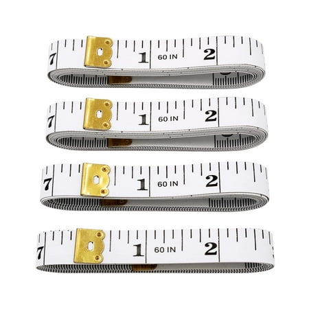 

4 Pack Soft Tape Measure Double Scale 60-inch/150cm Fabric Craft Tape Measure & Medical Body Measurement Sewing Flexible Vinyl Ruler & Measuring Tape for Body Weight Loss（White）