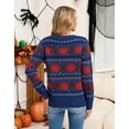 thumbnail image 5 of Halloween Sweaters for Women 2026 Fall Pumpkin Knit Pullover Sweater Fair isle Crewneck Navy Blue Sweaters Shermie, 5 of 9