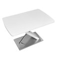 thumbnail image 5 of 47.25''-63'' Extendable Dining Table for 4-6 People, Modern White Glossy Top with Crossed Metal Base & Easy One-Hand Extend Mechanism, Durable MDF & Stainless Steel Construction, 5 of 9
