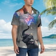 thumbnail image 3 of Balery Elephant Fireworks Celebration Camisas hawaianas de manga corta para hombre, camisas playeras de corte holgado, camisas de vacaciones con botones,Medium, 3 of 7