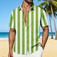 thumbnail image 2 of Mens Vertical Striped Button Down Shirts Cuban Guayabera Camp Collar Short Sleeve Casual Tops, Vintage Old Money Style Summer Soft Lightweight Cardigan Shirt for Resort & Beach Vacation, 2 of 7