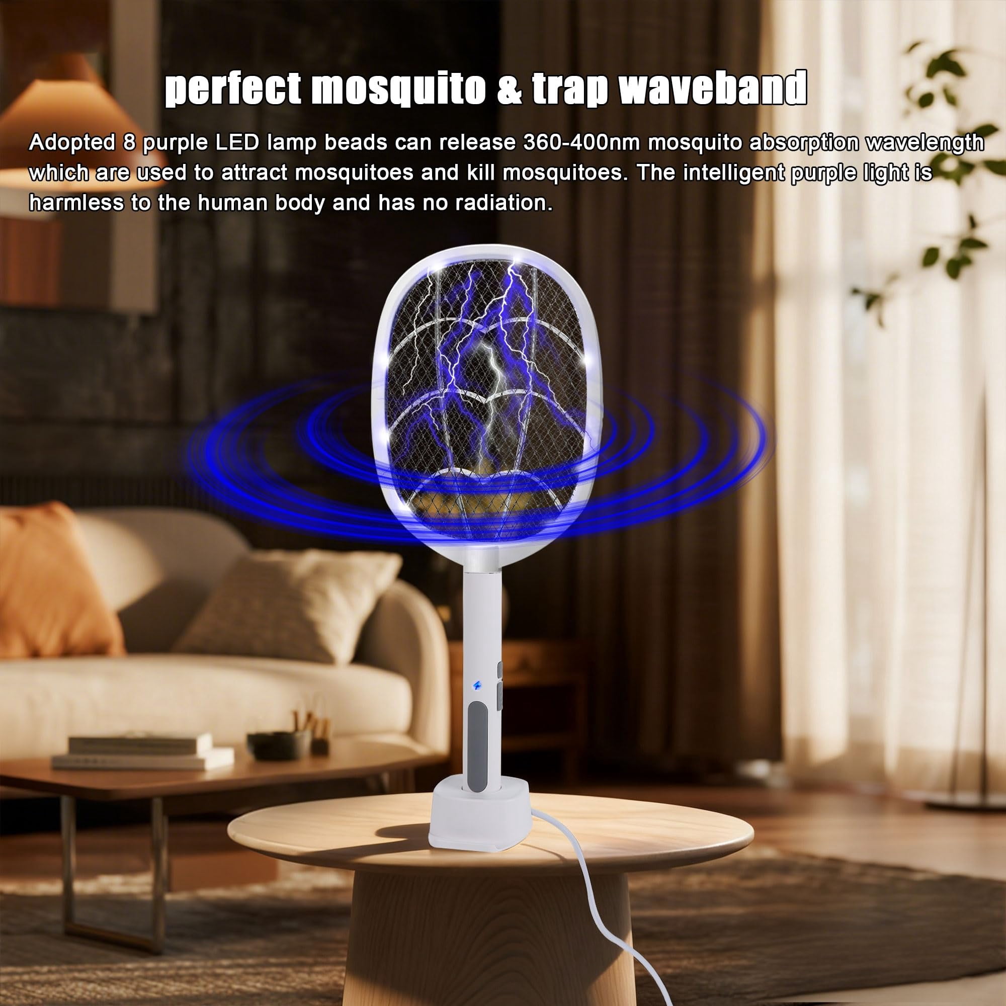 3 Packs Electric Fly Swatter Rackets  2-in-1 Handhold Zapper With 3000v High Plug-in Mosquito Killer Insect Light 3 Layer Safety Mesh Portable For Indoor Outdoor Use