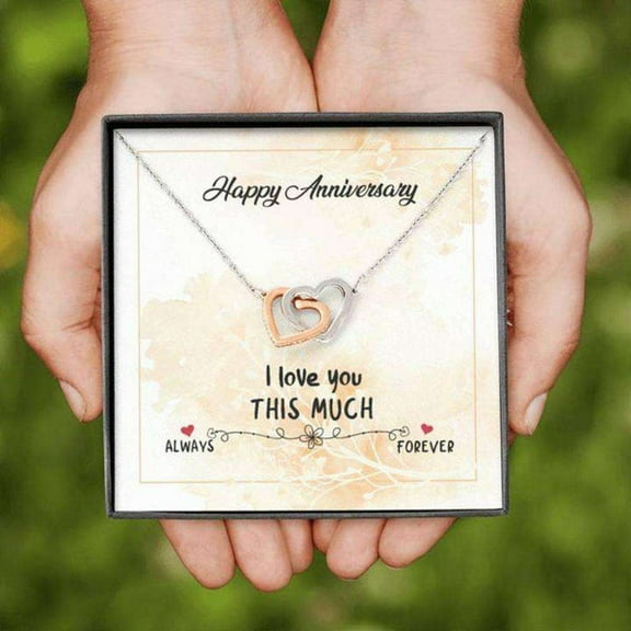 Girlfriend Necklace, Wife Necklace, Happy Anniversary Heart Necklace – Meaningful Jewelry with Inspirational Message Card Standard Box