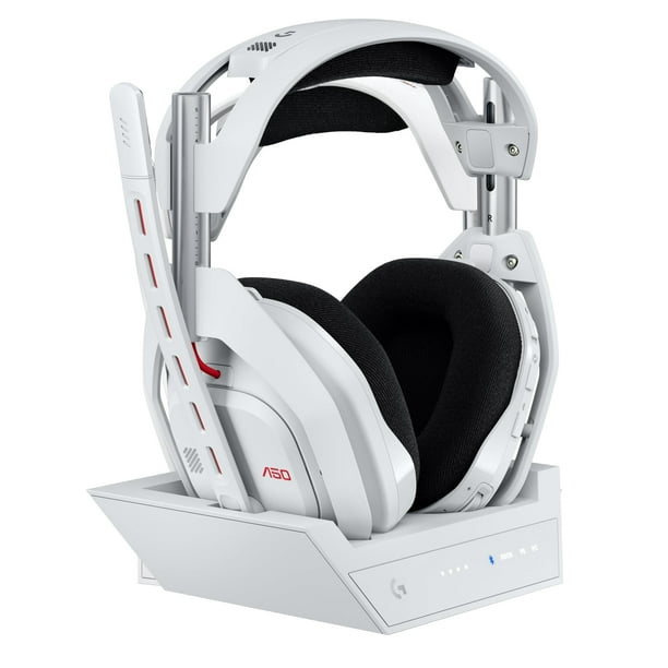 Logitech G Astro Auriculares Inalámbricos para Juegos A50 LIGHTSPEED + Estación Base (Gen 5), Grafeno Prog, Conmutación de 3 Sistemas, usb-c a xbox, ps5, PC/Mac O Nintendo Switch, Bluetooth - Blanco -