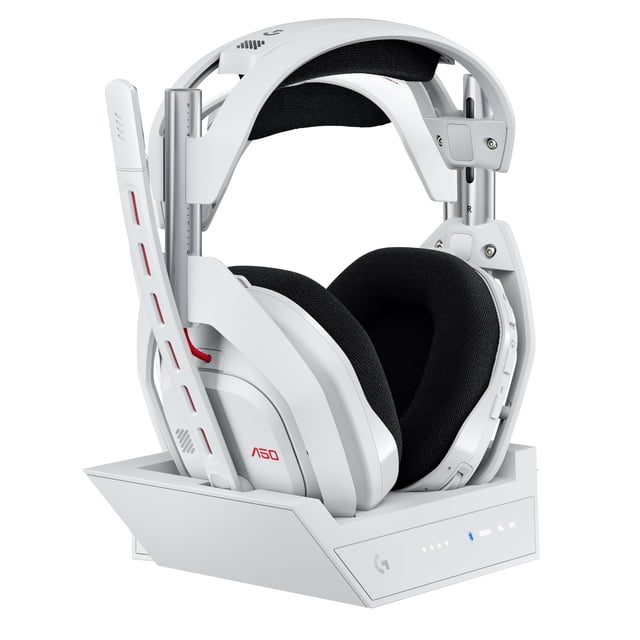 Logitech G Astro Auriculares Inalámbricos para Juegos A50 LIGHTSPEED + Estación Base (Gen 5), Grafeno Prog, Conmutación de 3 Sistemas, usb-c a xbox, ps5, PC/Mac O Nintendo Switch, Bluetooth - Blanco -
