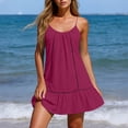 thumbnail image 2 of Npasoilc Round Neck Swimsuit Cover Up Dresses for Women Sleeveless Solid Color A-Line Mini Beach Dress, 2 of 7
