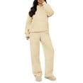 thumbnail image 4 of Hogleaql Sweat Suits for Women 2 Piece Hoodie and Sweatpants Solid Color Fleece Hoodie Joggers Athletic Pant Set Relaxed Fit Winter Suit with Pockets Beige L, 4 of 5