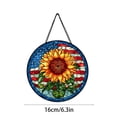 thumbnail image 3 of erdimoy Stained Glass Sunflower American Flag Wooden Welcome Sign For Front Door,12 Inch Round Hanging Wall Sign Plaque Farmhouse Decorations, 3 of 6
