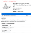 thumbnail image 2 of Water Pump - Compatible with 1977 - 1987 Oldsmobile Cutlass Supreme 3.8L V6 1978 1979 1980 1981 1982 1983 1984 1985 1986, 2 of 2