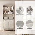 thumbnail image 3 of WAMPAT Handmade Patchwork 31.5" Wide Tall Bookshelf with Cabinet, White, 3 of 7