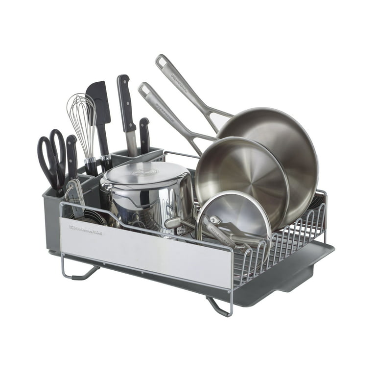  Full Size 24-inch Expandable Dish-Drying Rack in Charcoal Grey  Metal Finish