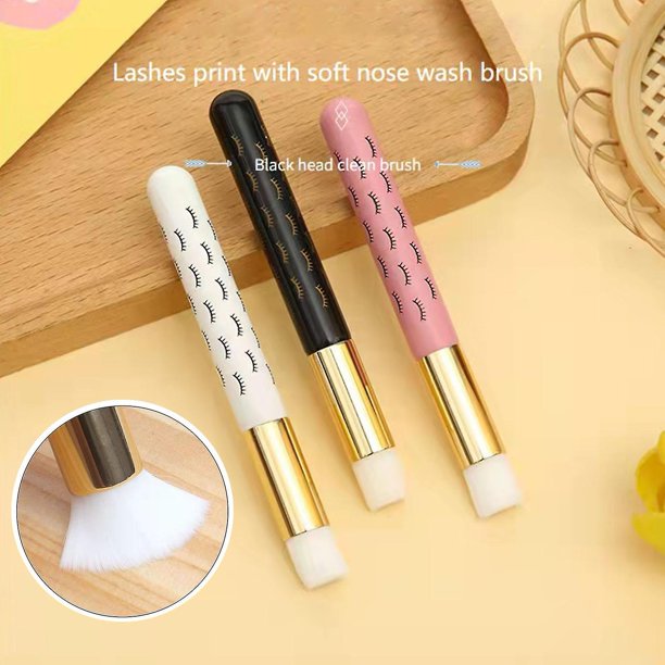 Farfi Cepillo Nasal Fácil De Usar Diseño De Impresión Multiusos Sin Desprendimiento Herramienta De Belleza De Cabeza Suave Fibra Artificial Mango De Madera Cepillo Limpio De Nariz para Mujer