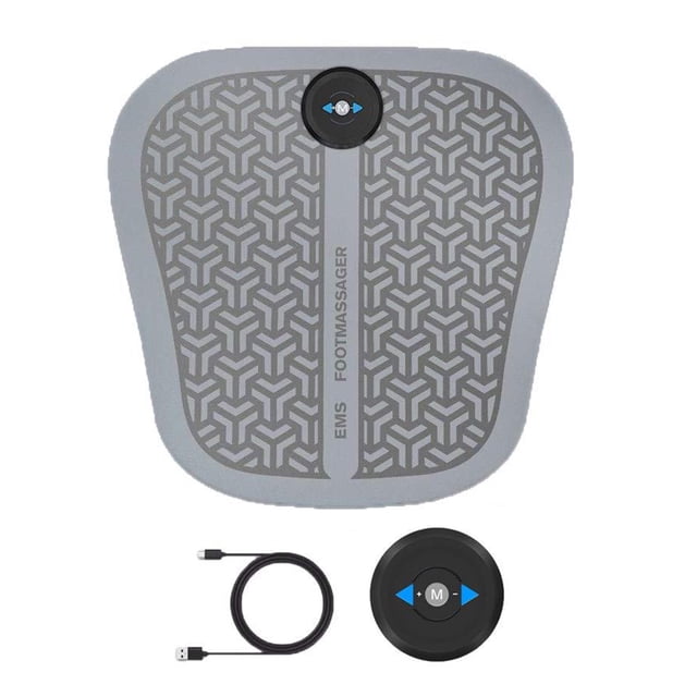Graflsoa Portable Grey EMS Foot Massager with 10 Intensity Levels for Relaxation and Fatigue Relief, Built-in Lithium Battery, Compact Design for Anytime Use
