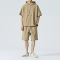thumbnail image 2 of Men 2 Piece Short Set Style Athcasual Is Fashionable Versatile Handsome Teen Hooded Trend Short Sleeve Shirt and Shorts Summer Outfits for Men, 2 of 5