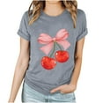 thumbnail image 5 of Busydd Womens Tops Fashion Cherries Graphic Tee Shirts Round Neck Short Sleeve Summer Tops Casual Loose T-Shirts for Women, 5 of 5