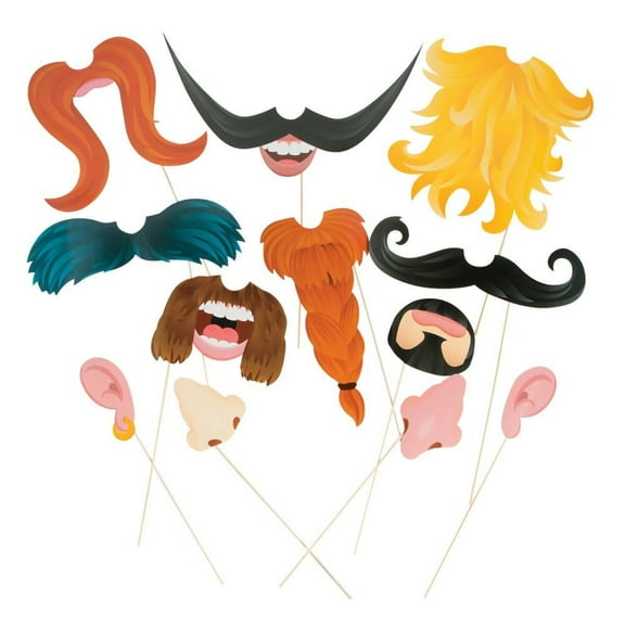 Jumbo Photo Booth Facial Features - Party Favors - 12 Pieces
