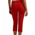 thumbnail image 3 of Summer Capri Pants Cotton Slim-Leg Plus Size Cargo Hiking Casual Stretchy Long Shorts for Women with Pockets (XL, Red), 3 of 7