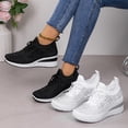 thumbnail image 6 of IEMIEMIEM Women's Glittery Rhinestone Wedge Sneakers Dressy Fashion Breathable Wedding Sneakers Bride Orthopedic Shoes Mesh Slip on Elastic Sock Tennis Walking Shoes Black 6.5 Wide, 6 of 6