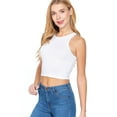 thumbnail image 3 of ShezPretty Women's Basic Sleeveless Halter Neck Tank Crop Top (Small, White), 3 of 5