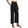 thumbnail image 3 of SLADYGLO Women Drawstring High-Waisted Wide-Legged Cotton Linen Trousers, 3 of 7