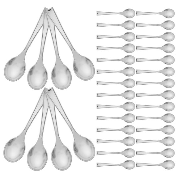 WEUVEB Gold Appetizer Spoons Silver Plastic 50Pcs For Desserts Catering Events Parties Weddings