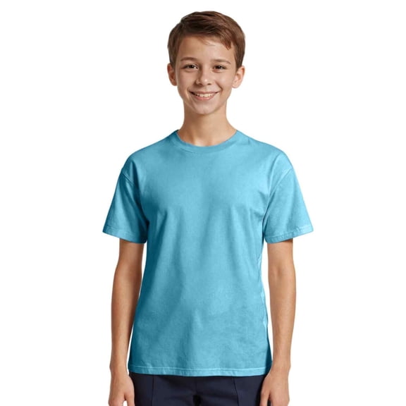 Couver Boys Cotton Active Short Sleeve Crewneck Shirt 1 Piece, Blue Horizon, Small