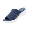 thumbnail image 2 of Domuza Womens Orthopedic Platform Slides Sandals with Arch Support Ladies Comfortable Walking Open Toe Plantar Fasciitis Slip On Blue 8.5（EU-41）, 2 of 4