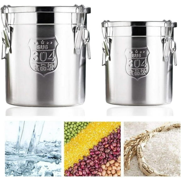 6L/12L Stainless Steel Airtight Canister Grain Containers Bucket Storage Jars Flour Containers for Storing Various Dry/Wet Foods (6L)