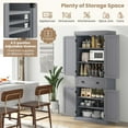 thumbnail image 4 of Tall Kitchen Pantry Cabinet, Wood Storage Cupboard with Adjustable Shelves, Cabinets & Drawer, Utility Freestanding Storage Cabinet for Living Room, Hallway, Kitchen, 4 of 7