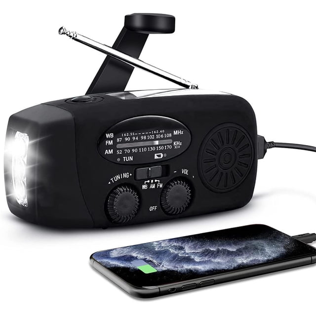 AM/FM, NOAA Alert, Flashlight, SOS Alarm, Camp Ready, Rechargeable & Portable Solar-Powered Emergency Weather Radio