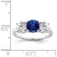 thumbnail image 5 of Sterling Silver Rhodium-Plated Lab Created Spinel/Cz 3 Stone Ring (Size 7) Made In China qr7020-7, 5 of 5
