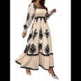 thumbnail image 2 of Vestido de Otoño para Invitada de Boda, Estilo Bohemio, Floral, de Larga, con Escote en V, Fluido, Elegante, para Playa Albaricoque XL, 2 of 10