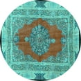 thumbnail image 1 of Ahgly Company Indoor Round Medallion Turquoise Blue Traditional Area Rugs, 7' Round, 1 of 4