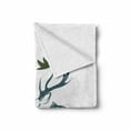 thumbnail image 2 of Hunting Soft Flannel Fleece Throw Blanket, Animals Emblem Moose Head Horns Trout Salmon Sea Fishes, Cozy Plush for Indoor and Outdoor Use, 50" x 60", Olive Green Slate Blue, by Ambesonne, 2 of 6