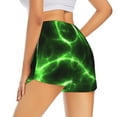thumbnail image 2 of Uemuo Green Lightning Pattern Women's Athletic Shorts High Waisted Running Shorts with Liner Pockets Gym Elastic Workout Shorts-Large, 2 of 9