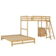 thumbnail image 4 of EUROCO Twin over Full Bunk Bed with Desk and Drawers, Natural, 4 of 14