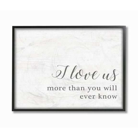 Stupell Industries I Love Us Family Home Inspirational Word Black And White Design Framed Giclee Texturized Art by Anna Quach