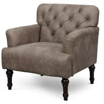 Furniture of America Leith Faux Leather Tufted Accent Chair in Brown