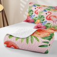 thumbnail image 4 of jejeloiu Pink Flamingo Flowers Quilt Full Kids,Tropical Palm Leaf Full Bedspread Sets For Girls,3 Pieces, 4 of 7